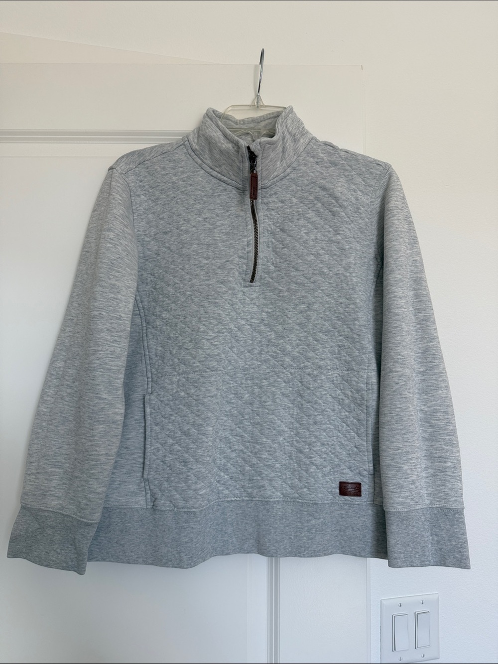 L.L. Bean Quilted Half-Zip Pullover - Light Gray